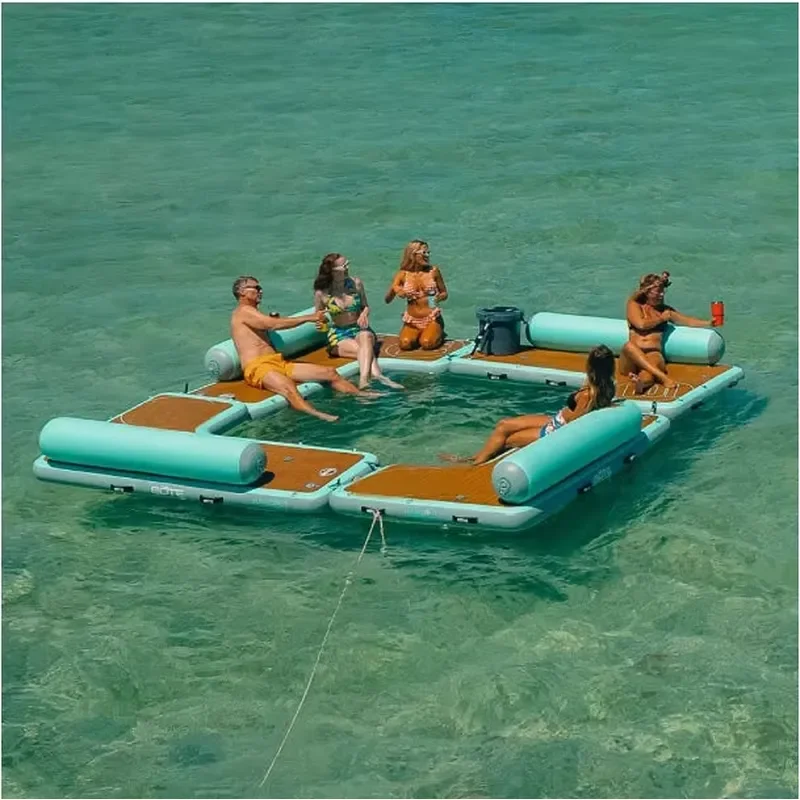 Outdoor Water Hammock Games Inflatable Pool Foldable Floating Island Inflatable Dock Quad Square