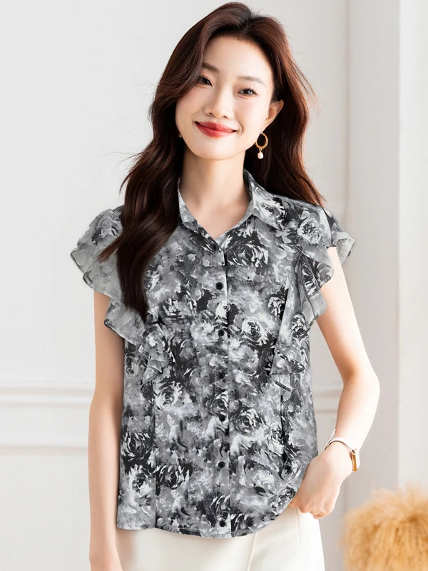 

Новая женская летняя блузка с коротким рукавом в стиле ретро, с цветочным кружевом, свободного кроя, с цветовыми блоками, повседневная, дышащая, из полиэстера