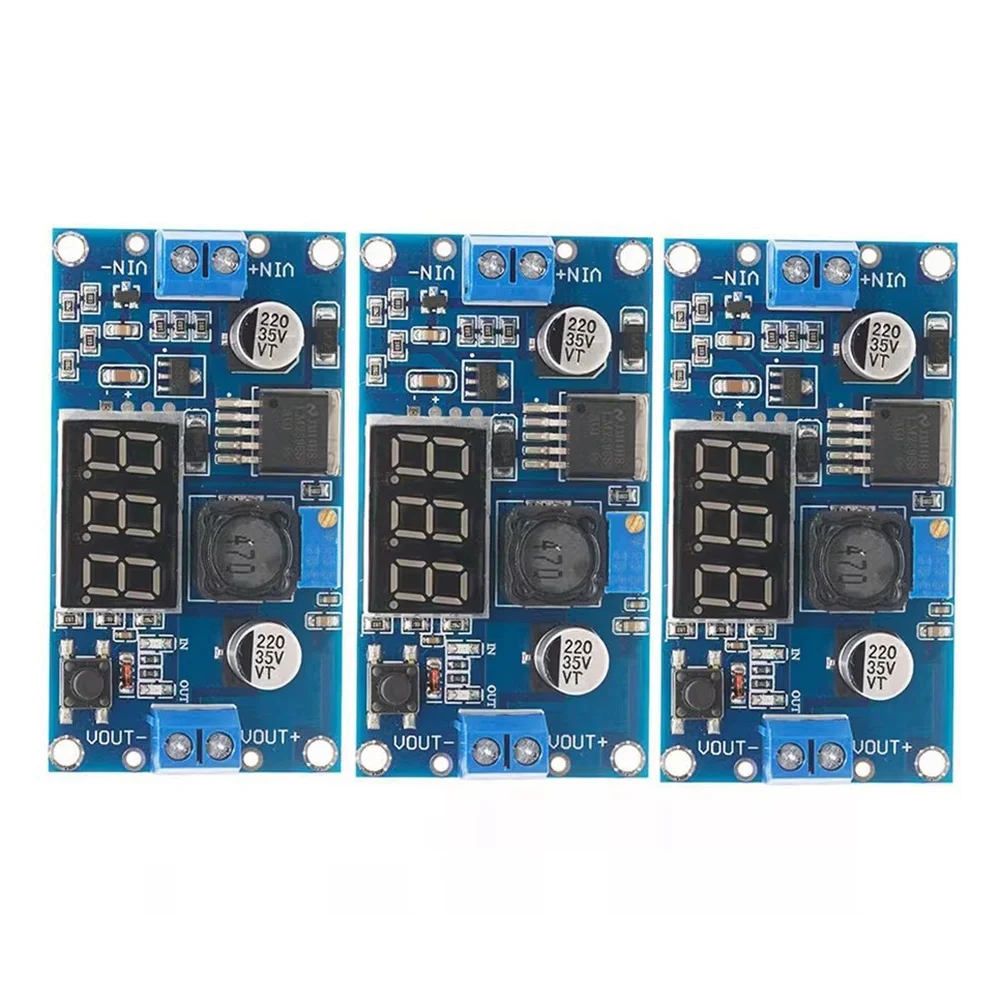 LUCK-3Pcs LM2596 Adjustable Step-Down Converter Voltage Regulator LED Display Voltmeter 4.0-40V To 1.25-37V