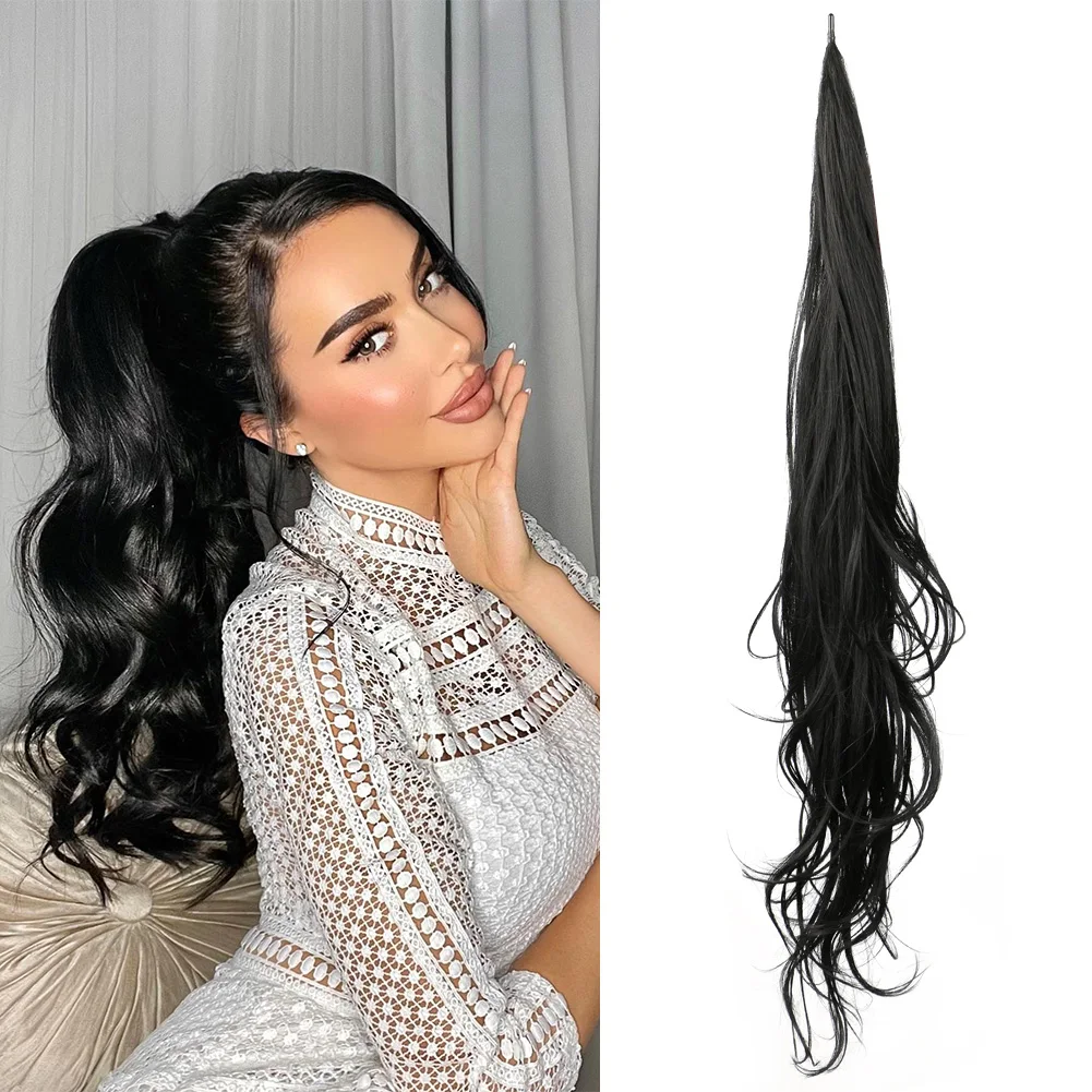 Belle Show Ponytail Extensions Flexible Wrap Around PonyTail Natural Wave Fake Tail Hairpieces For Women Daily Use