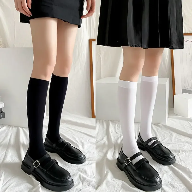 

Lolita Girls Sexy Black White Soild Color Long Socks Women Over Knee Thigh High Over The Knee Stockings Ladies Warm Knee Socks