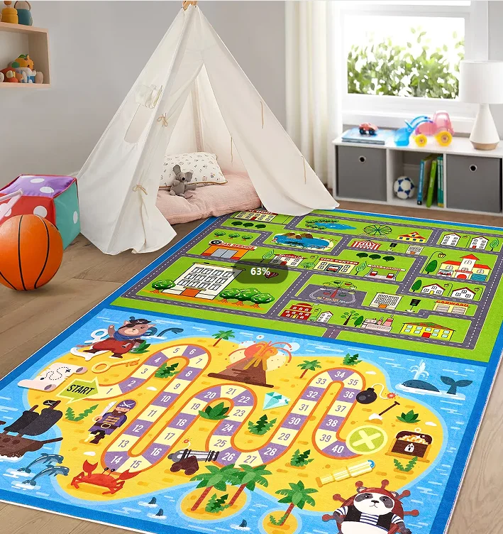 Kids Rug Colorful Animal Non-Slip Carpet for Classroom Bedro