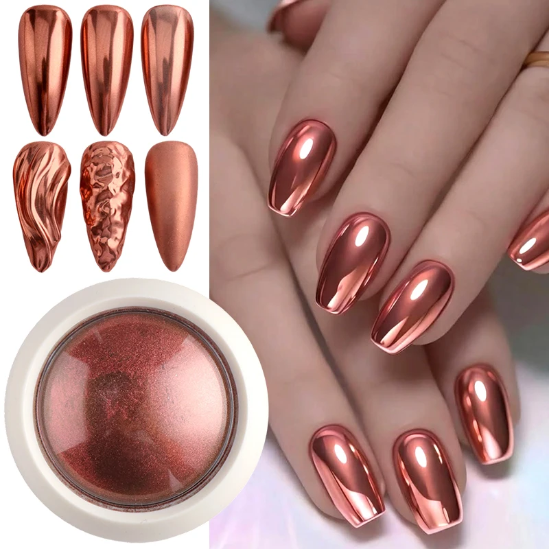 Fall Winter Chrome Nail Powder Pigment High Gloss Coral Orange Mirror Metal Nail Glitter Fine Rubbing Dust Nail Art Decoration