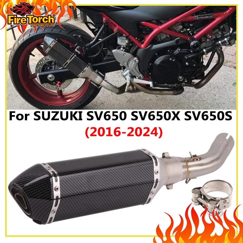 Slip On For Suzuki SV650 SV650X SV650S SV 650 2016 - 2024 Motorcycle Exhaust Escape Systems Middle Link Pipe Muffler DB Killer