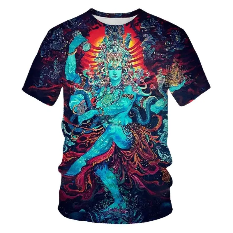 Summer Fashion New India Shiva graphic t shirts For Men Trend Casual Personality Printed Oversized O-neck Short Sleeve Tees Tops