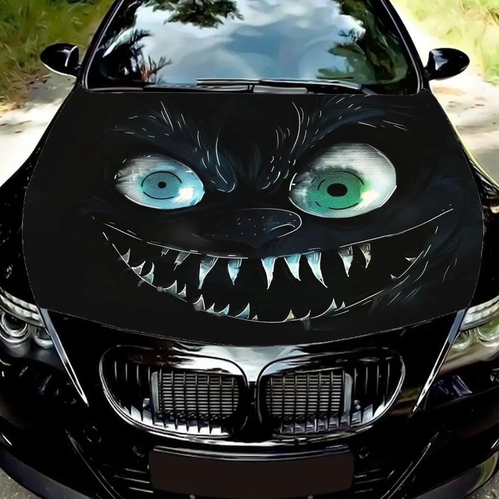 

Evil Smiley Face Car Hood Wrap Color Vinyl Sticker Truck Graphic Bonnet Auto Accessories Decor Decal Gift