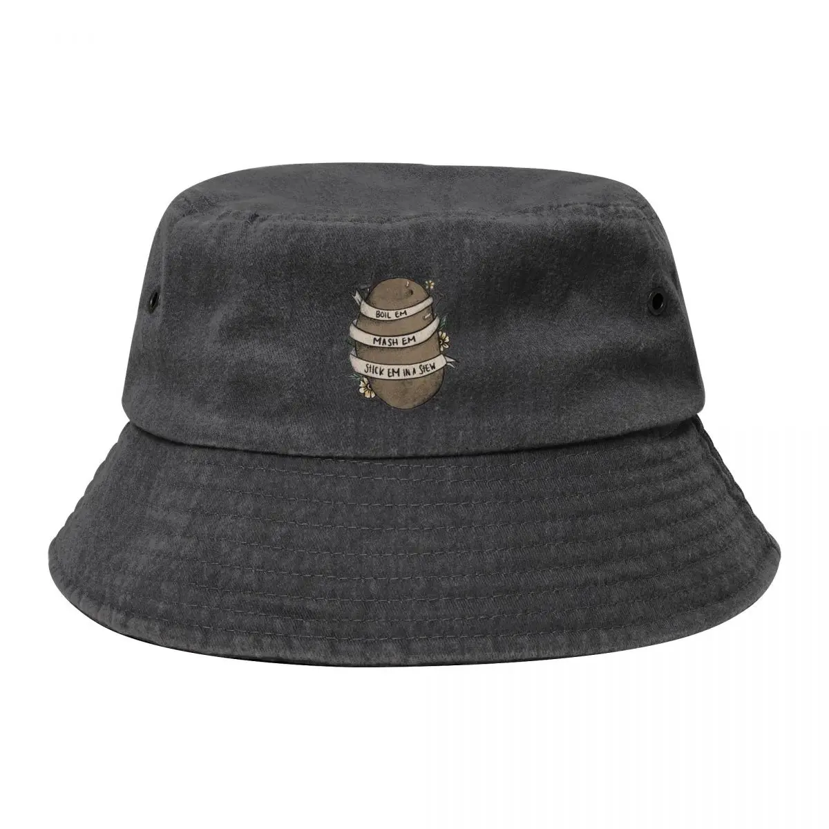 

boil em mash em Bucket Hat hats on offer black Bobble Hat For Men Women's