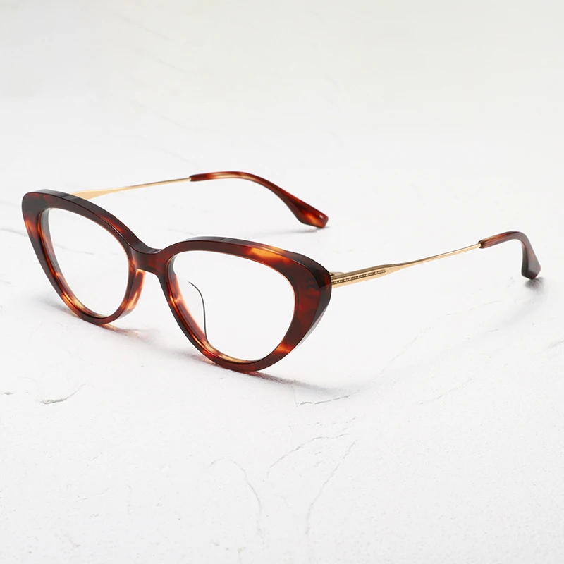 

High quality vintage tortoiseshell color myopia glasses frame fashion literary youth olive green cat eye leisure optical glasses