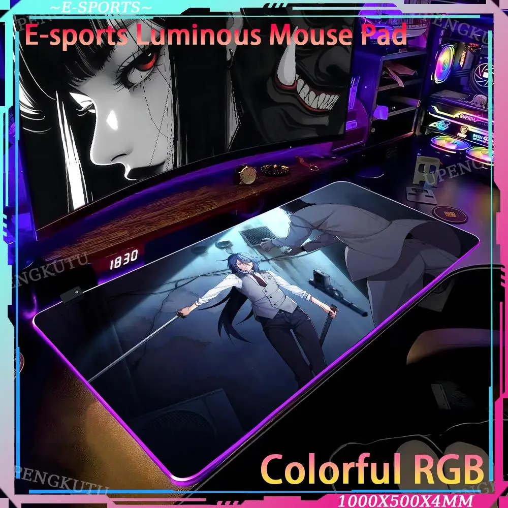 Grisaia Phantom Trigger Computer desk accessories Mouse Luminous Gaming keyboard pad RGB game Writing accessories mouse Cute pad