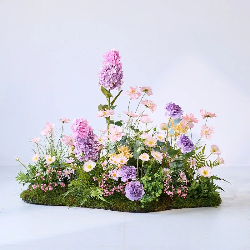 Window decoration scene arrangement fake flower simulation flower decoration light luxury high-end bionic green plant small land
