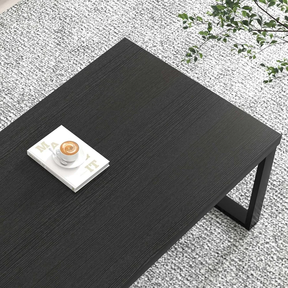 Modern Rustic Coffee Table, Rectangular Living Room Centerpiece, Industrial Style Home Office Table, Suitable for Casual and For