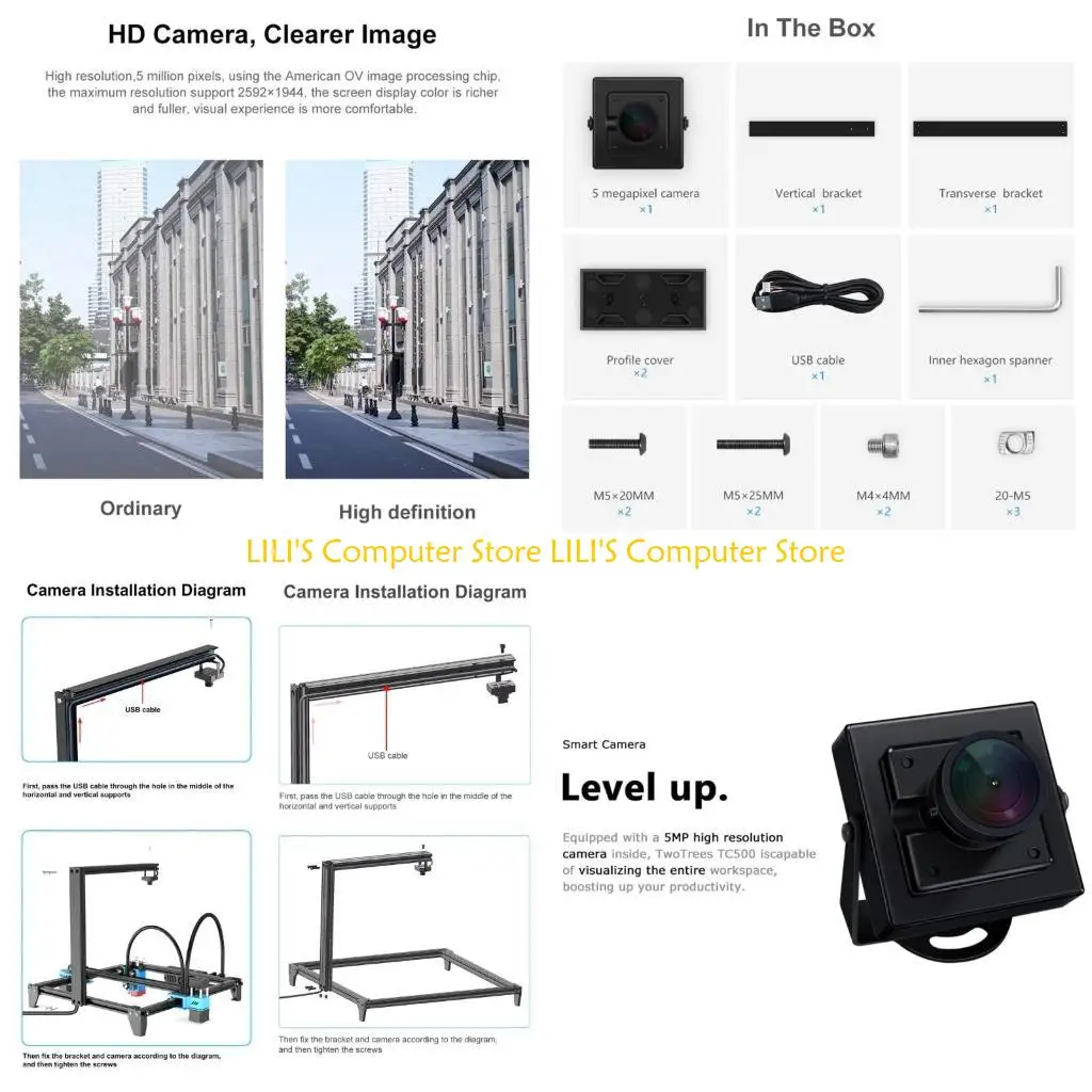 

A52B 5MP Industrial Camera Positioning With Mounting Bracket Optimal Processing for Engravers