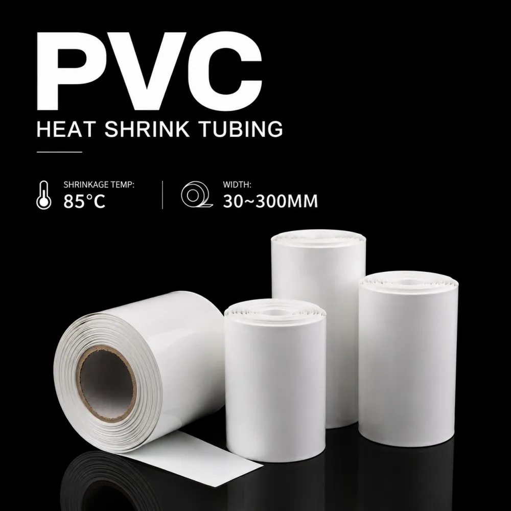 White PVC Of 18650 Battery Packs Cable Sleeve Width 30mm -300mm Heat Shrink Tube Packaging Protection Lithium Battery Film
