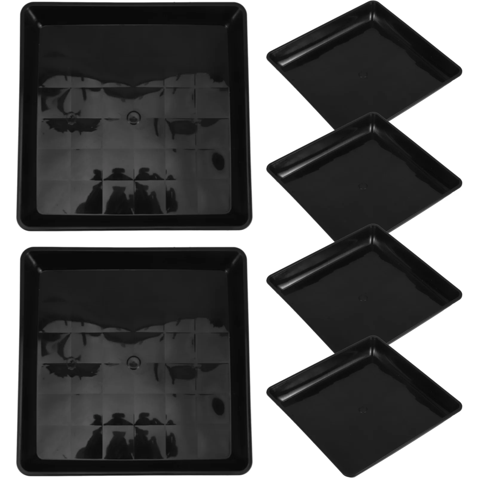 

6 Pcs Square Plastic Planter Trays for Plants Flower Pot Saucers 250# Lightweight Water Catchment Protects