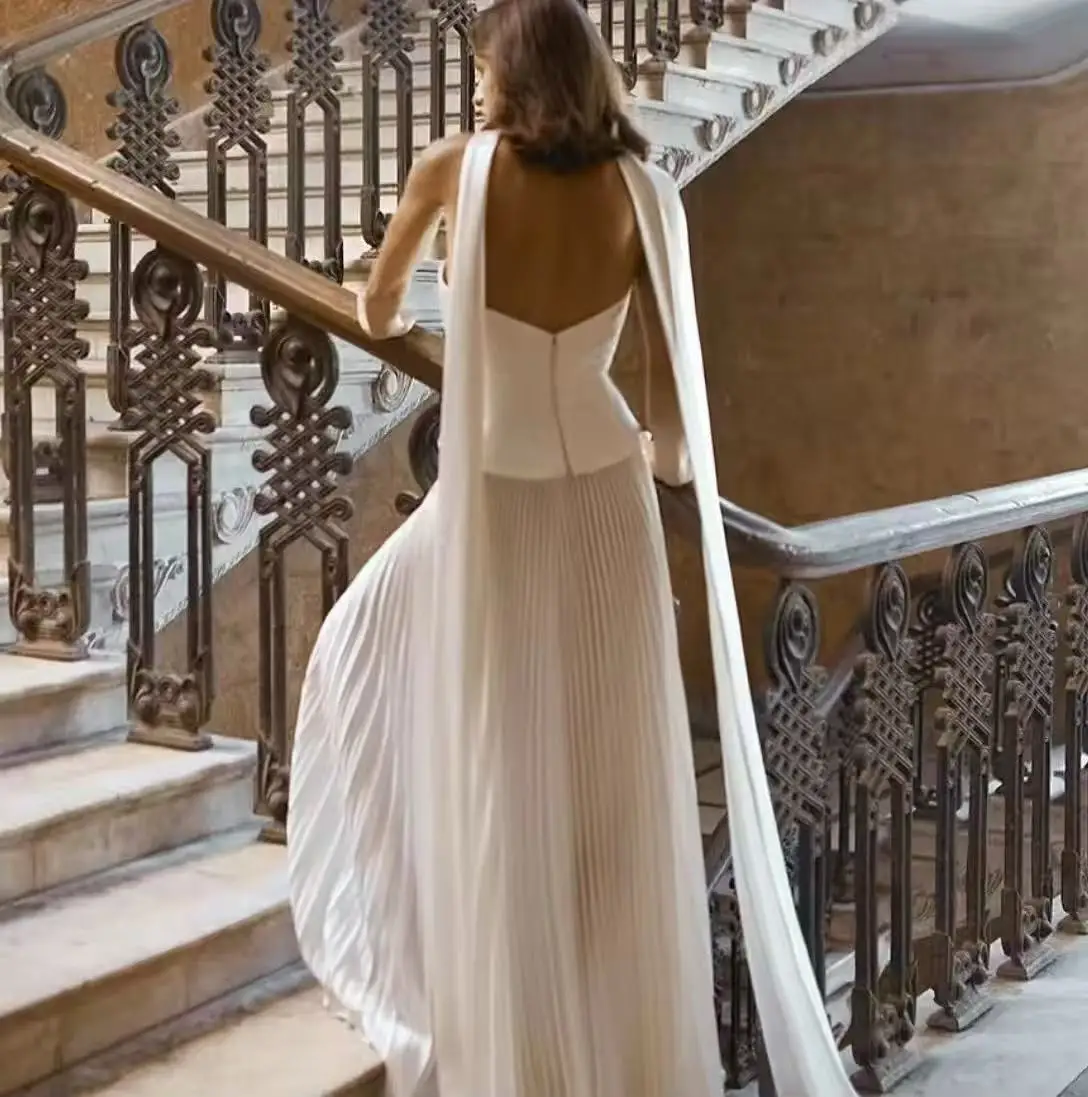 Evening Dresses Woman Elegant Party Dresses 2026 Woman Luxury Customized Line A Off-shoulder Shawl Wedding Evening Dress