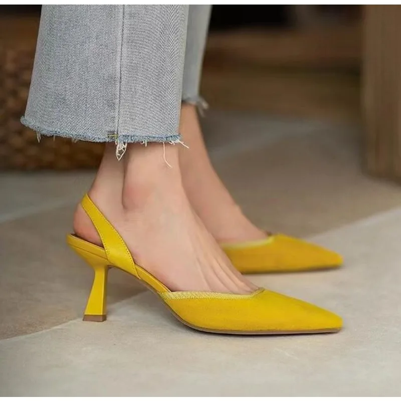 

Sexy Pointed Toe Sandals Female Fairy Style Summer New All-match Thin Heel Slingback Temperament Women Shoes High Heel 43