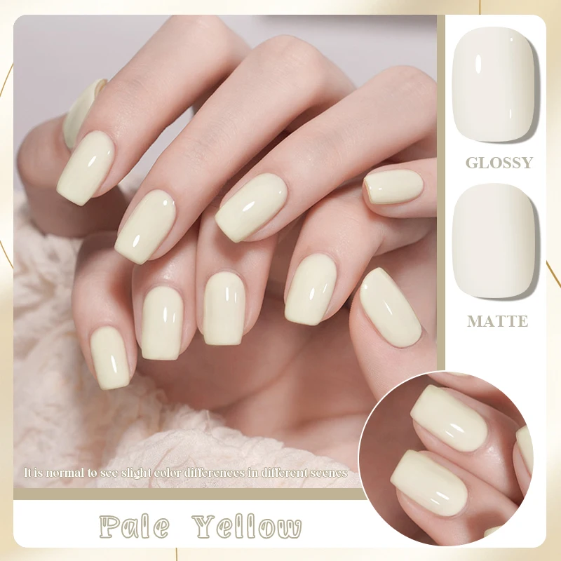 7ml Pale Yellow Gel Nail Polish Starter Pure No Wipe Nail Gel Polish Semi Permanent Varnishes Nail Suupplies Soak Off UV LED Gel