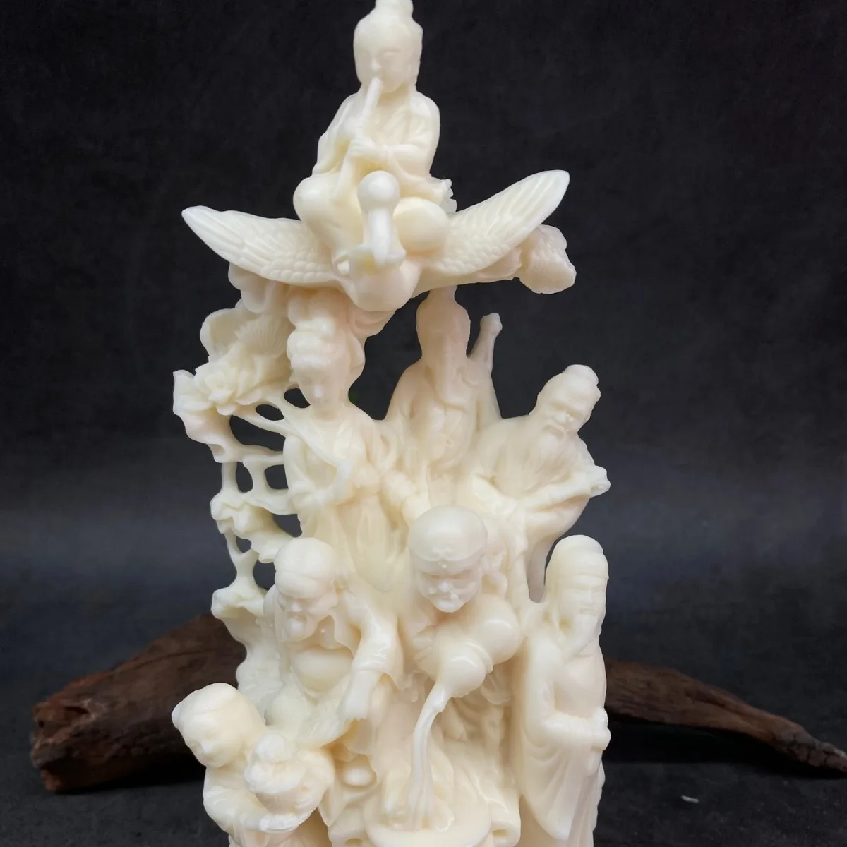 Ivory Nut Carved Eight Immortals Crossing The Sea Figurine Home Decor Deity Character Craft Ornament