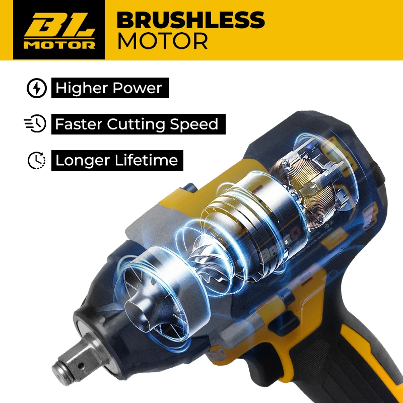 1800N.M Torque Brushless Electric Impact Wrench 1/2 Inch Cordless Socket Wrench Compatible With Makita 18V Battery Power Tools