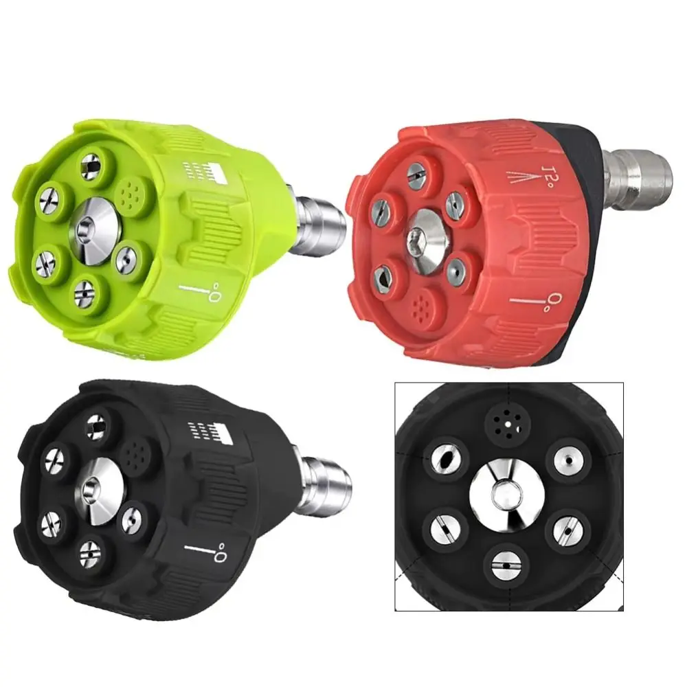 6in1 Design Pressure Washer Nozzle 1/4Inch Connector 0 15 25 40 Degree Quick Connect Nozzle Change-Over Nozzle Rotation Watering