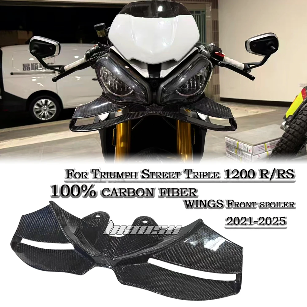For Triumph Street Triple 1200R/RS 2021-2025 carbon fibre WINGS Front spoiler Lower spoiler lower lip 1200 R RS Motorcycle Fixed
