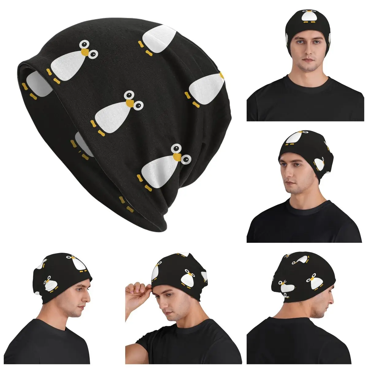 Cute Vector Penguin Skullies Beanies Hats Warm Autumn Winter Outdoor Cap Knitted Bonnet Caps for Unisex Adult