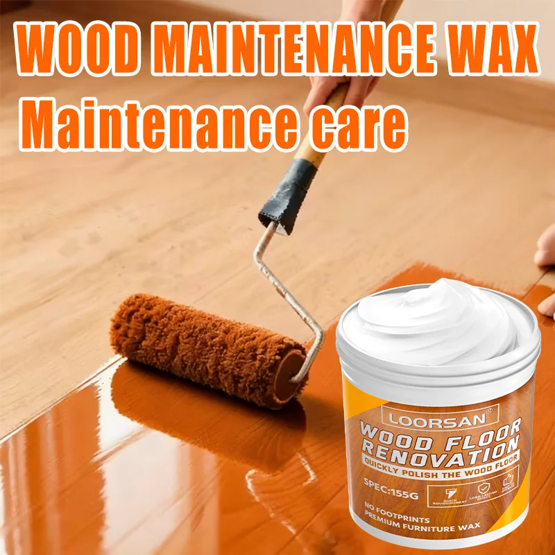 LOORSAN 155G Wood Floor Wax Beeswax Furniture Polish Renovation Maintenance No Footprints Hardwood Floor Cabinet Stairs Restore