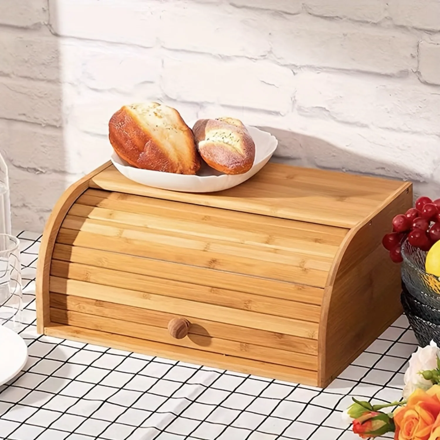 

Eco-Friendly Bamboo Bread Box With Lid - Square Design | Reusable Bread, Toast & Fruit Storage | Stylish & Sustainable Solution