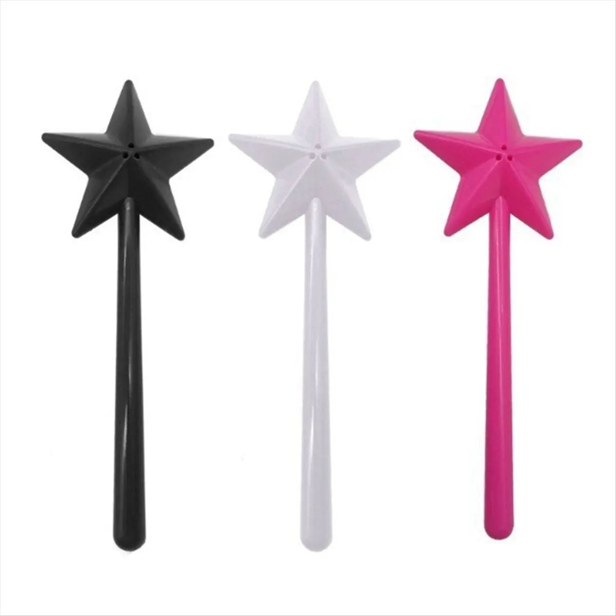 ABZT Salt and Pepper Shaker Salt and Pepper Wand Shakers, Black and White and Pink, Star Wand Salt