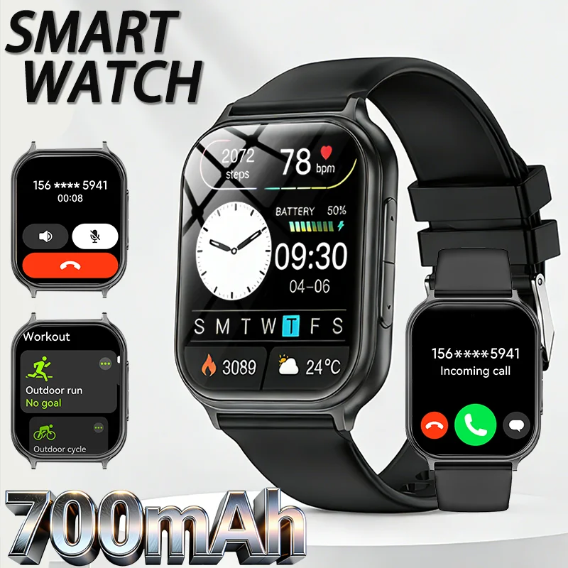 

Новые спортивные смарт-часы 2026 года с аккумулятором 700 мАч, фитнес-трекер, водонепроницаемость IP68, измерение пульса, Bluetooth-звонки, для мужчин и женщин