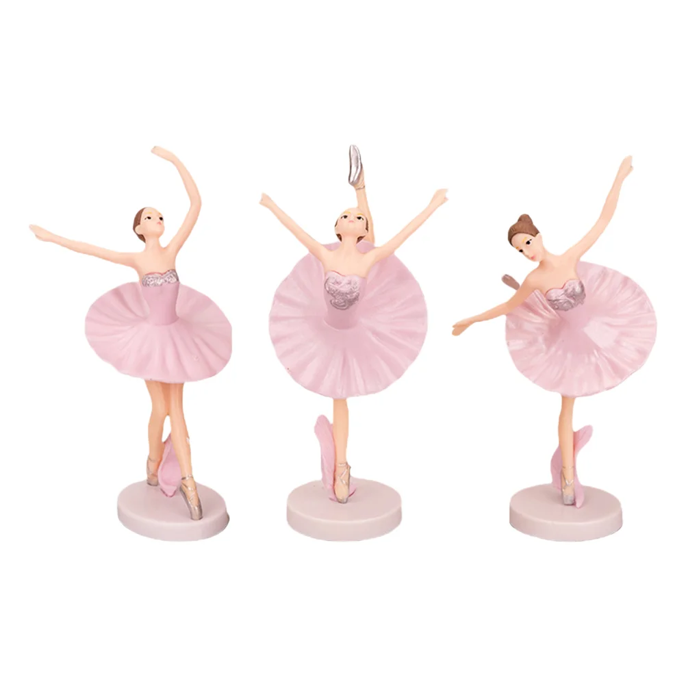 3 Pcs Ballet Figures Toy Dancer Cupcake Toppers Ornaments Girl Desktop Pvc Child Plastic Toys Home Decor