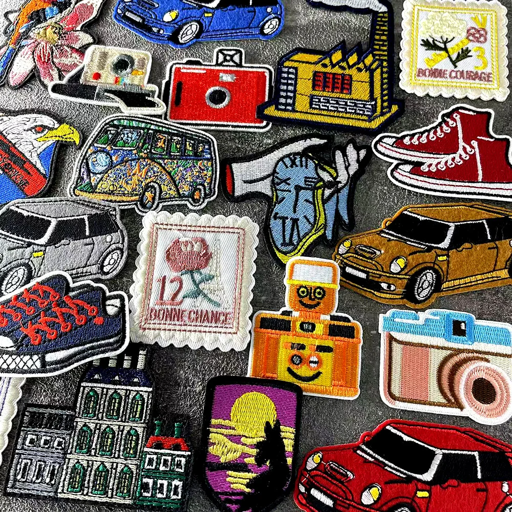 Shoe Car Camera House Iron on Patches Clothe Embroidery Applique Sewing Supplies Decorative Handmade Patch for Clothing Sticker