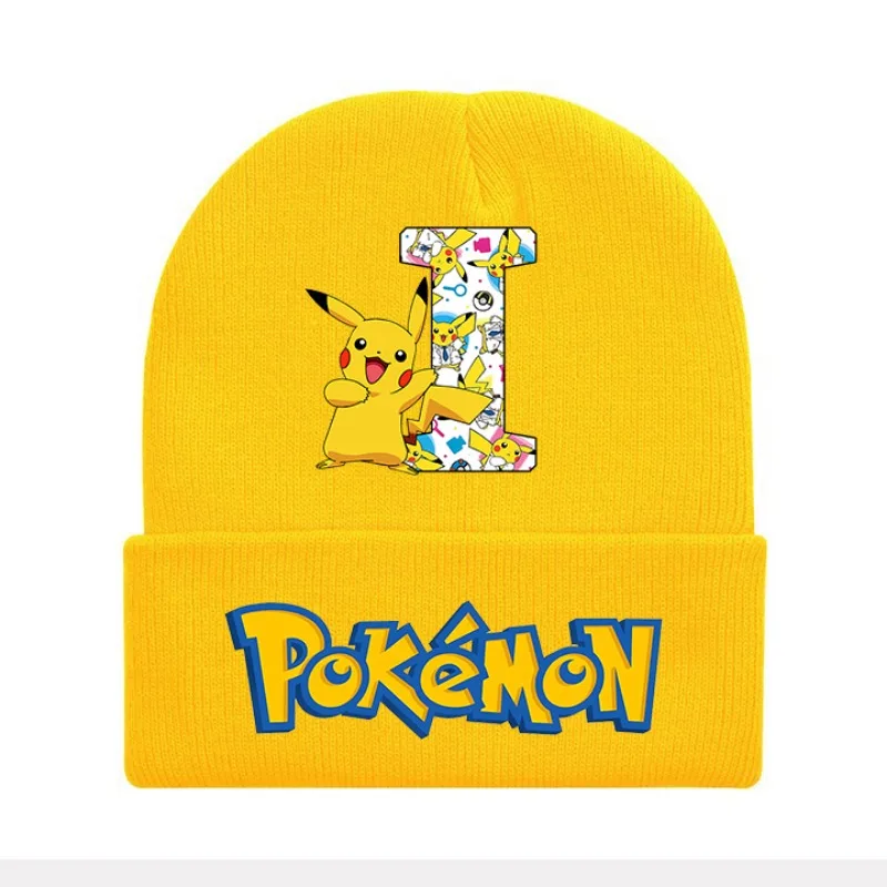 Pokemon Knitted Cap Headgear Cartoon Winter Woolen Hat Pikachu Skullies Beanies Boys Girls Bonnet Christmas Birthday Party Gifts