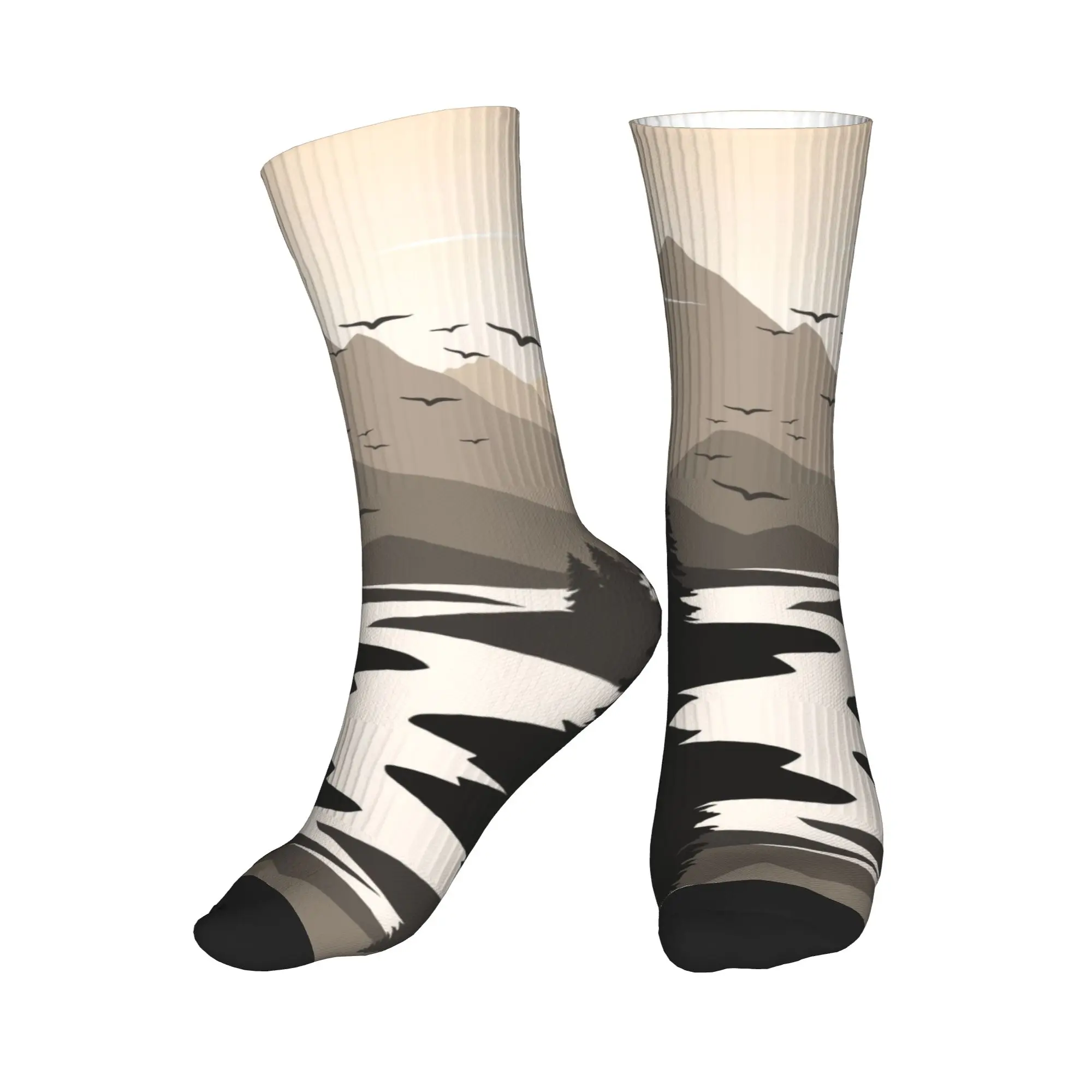 

Fun Men's Natural Landscapes Forest Mountain Dress Socks Unisex Breathbale Warm 3D Printing Crew Socks