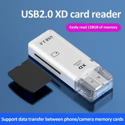 Lector de tarjetas USB 2,0 de alta velocidad, multifunción, portátil, blanco marfil, XD, un solo puerto, accesorios para PC y portátil