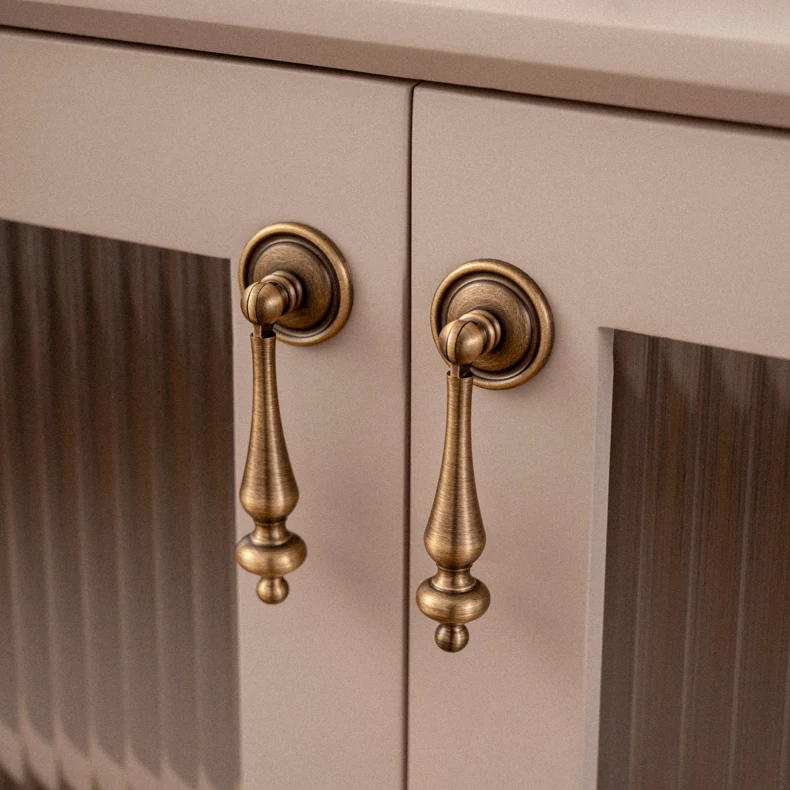 Antique brushed brass cupboard pull and furniture knob — supplier illustration 12