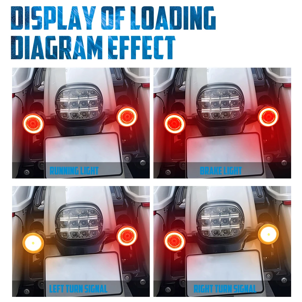 Motorcycle Rear LED Turn Signal Light Bullet Style Brake Inserts Lamp For Harley Softail FXSE 16-17 Sport Glide FLSB 18-21