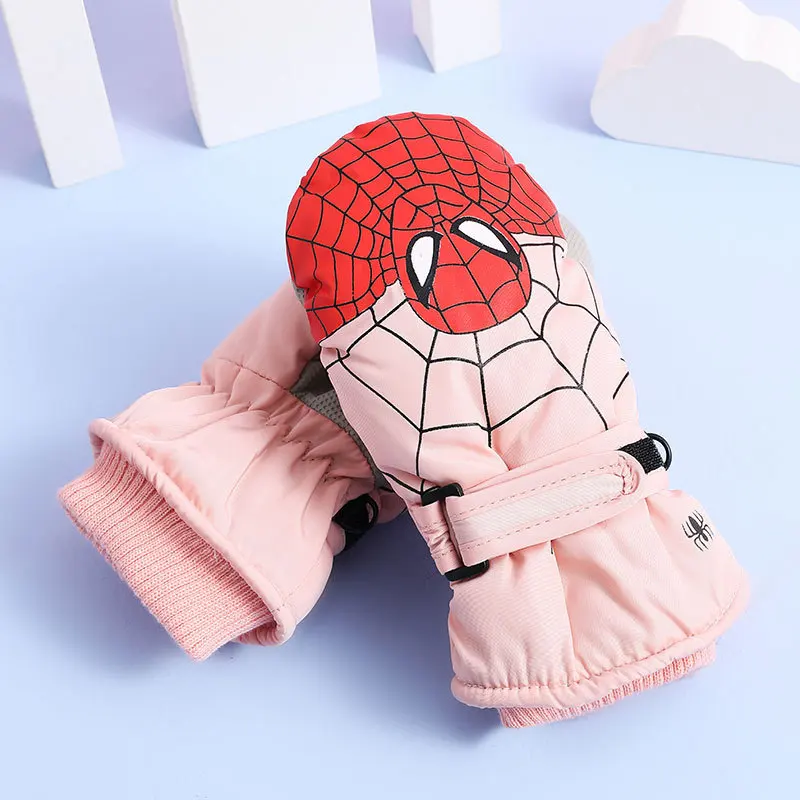 قفازات الرجل العنكبوت للأطفال شتاء دافئ مقاوم للماء مبطن بالقطيفة للأولاد والبنات قفازات التزلج في الهواء الطلق وركوب الدراجات والطقس البارد #5