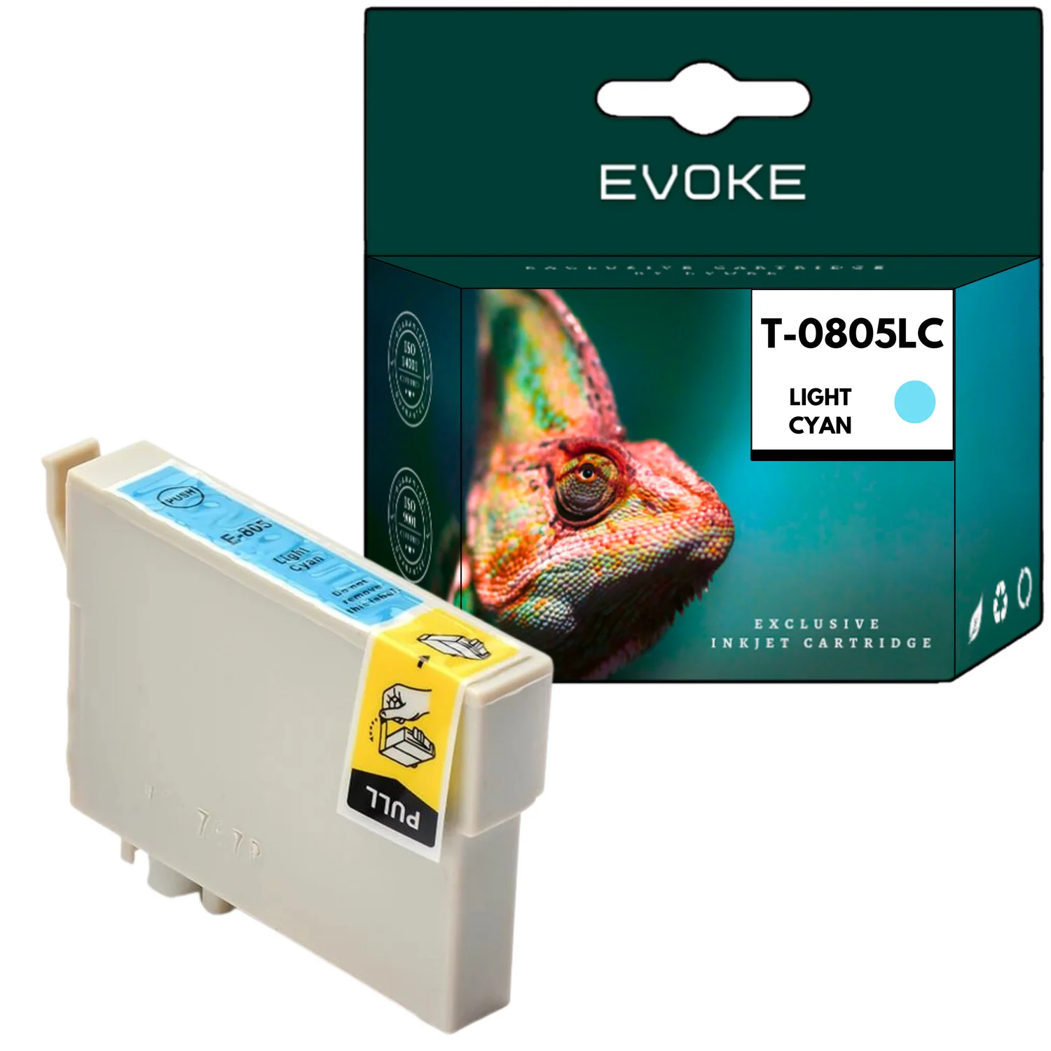 Evoke Compatibele Inkt voor Epson C13T08054010 T0805 Lichtcyaan 14 ml 470 Pagina's Stylus Photo P50 Px650 660 700W 710W 720Wd 730Wd 800Fw 810Fw 820Fwd 830Fwd; R265 285 360; Rx560 585 685