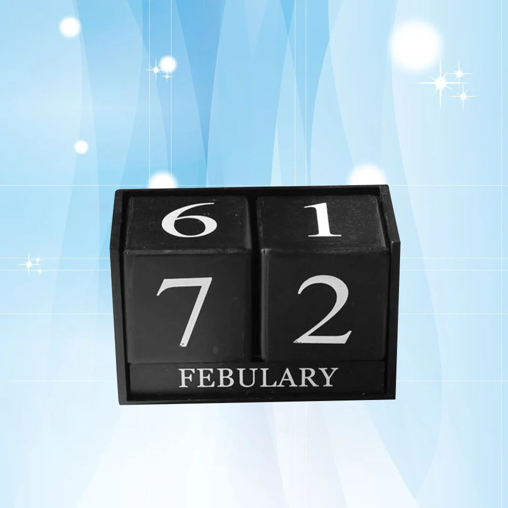 Manual Calendar Wooden Perpetual Desk Decoration Never Ending Blocks Black and White