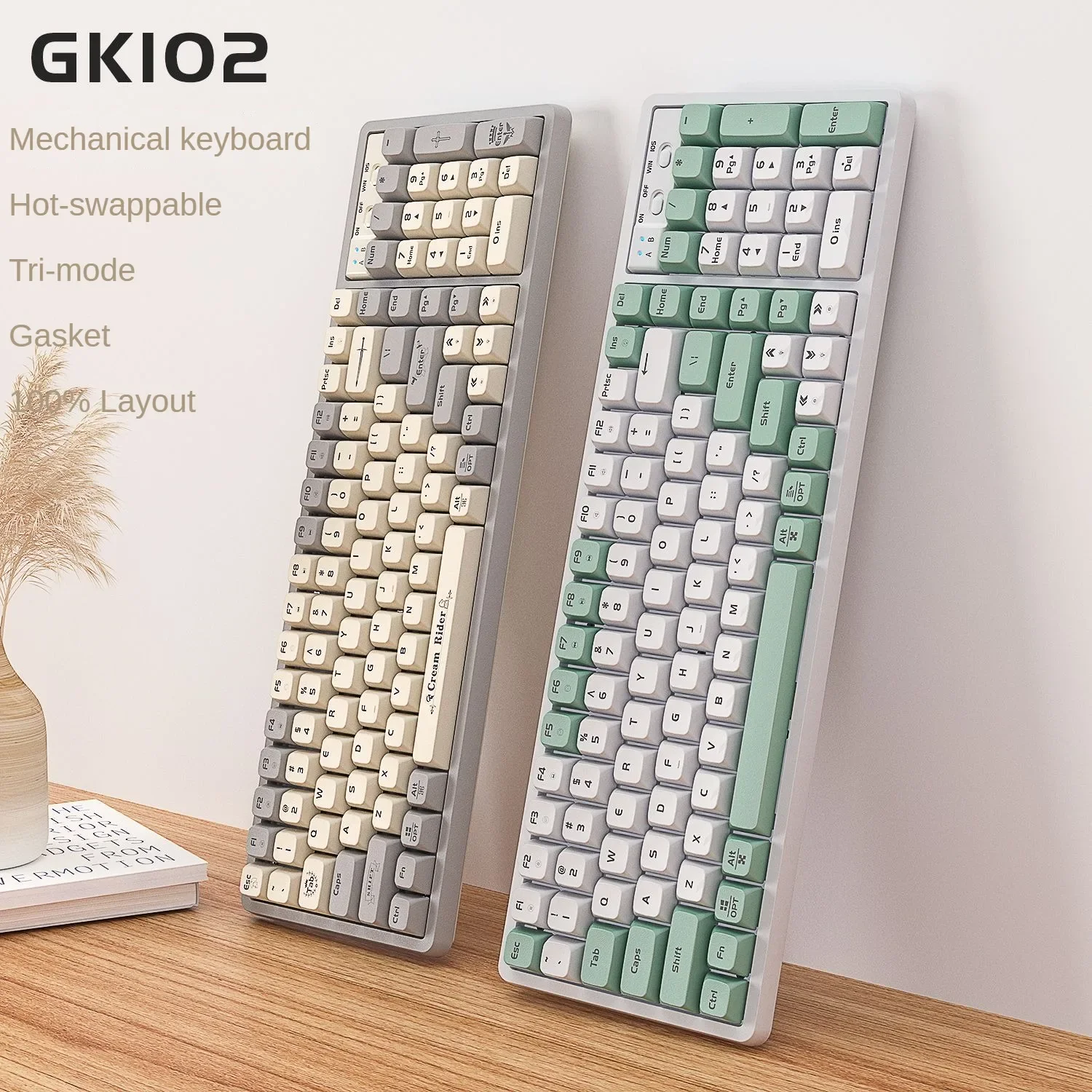 

LANGTU GK102 Tri-mode Bluetooth Wireless Mechanical Keyboard Wired Gaming Hotswappable Shaft 100% Layout Gasket Desktop Laptop