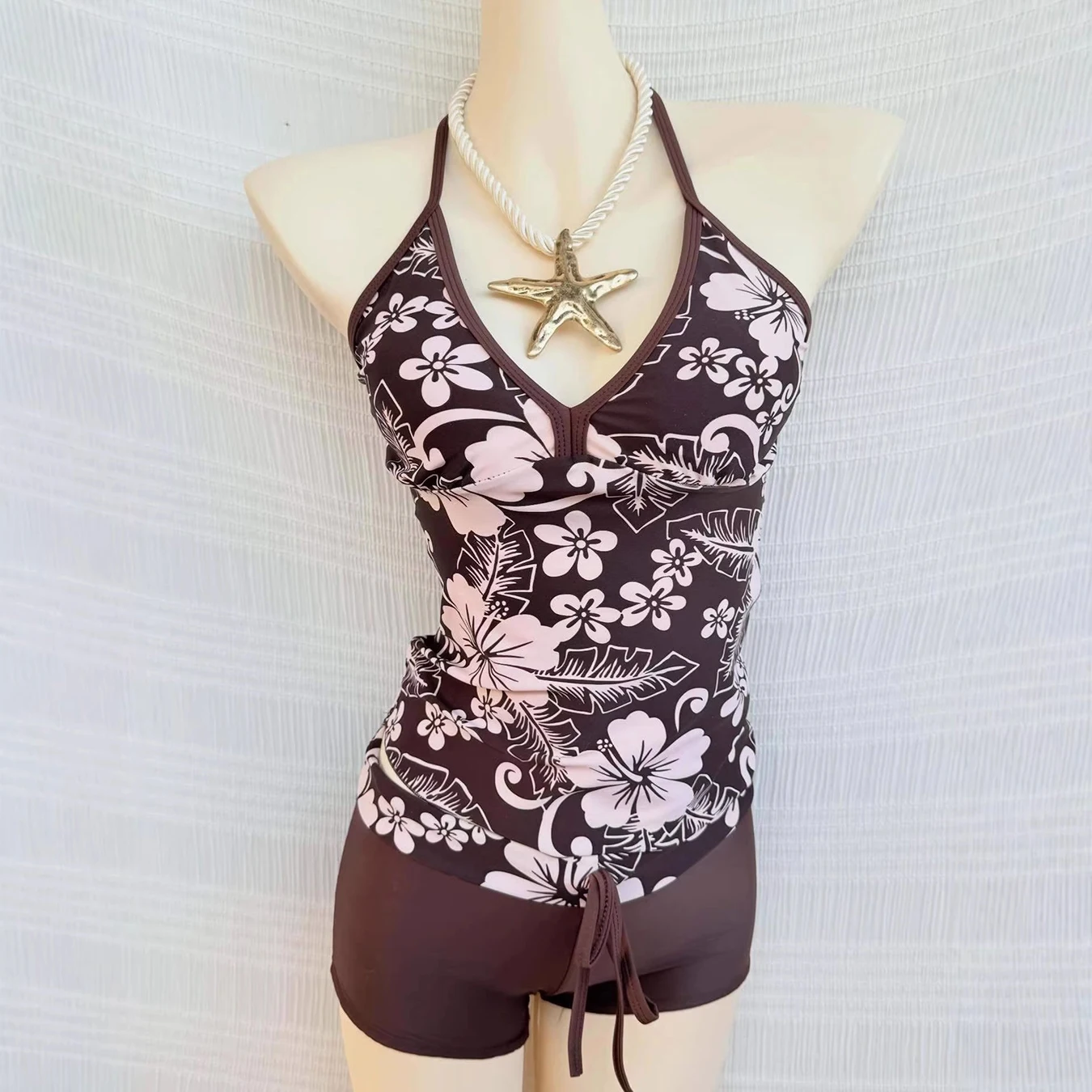 New summer floral print fashionable Harajuku style women's slim fit vest set casual top