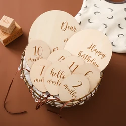 Kids Balloon Milestone Number Monthly Memorial Card Newborn Baby Party Wooden Engraved Age Photography Accessories Birthing Gift