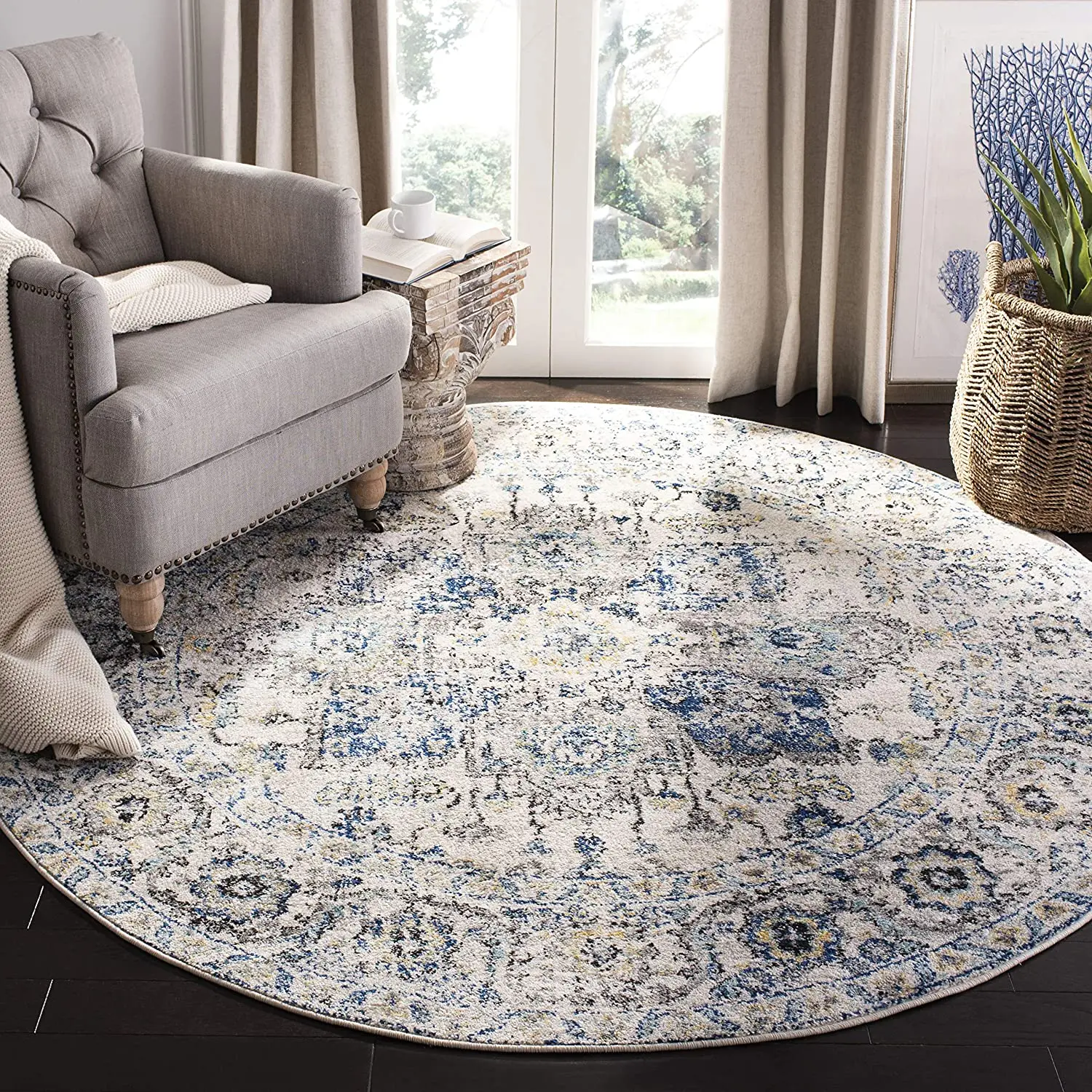 Enrejado marroquí lavable, alfombra redonda grande para sala de estar, alfombras Vintage para dormitorio, sofá, mesa de centro, alfombrillas antideslizantes para niños