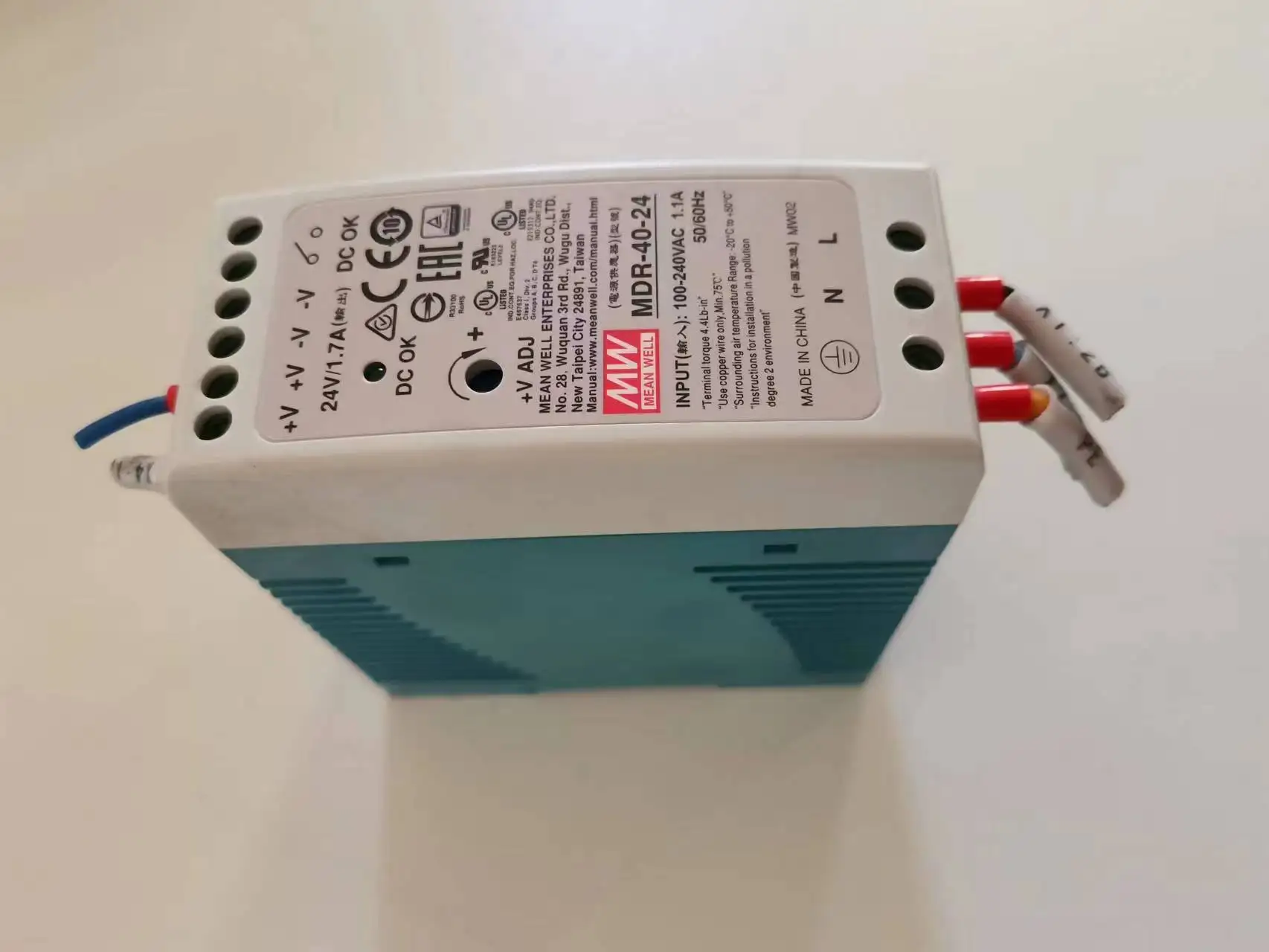 Used MW MDR-40-24 DC 1.7A 24V meanwell Single Output Industrial DIN Rail power supply