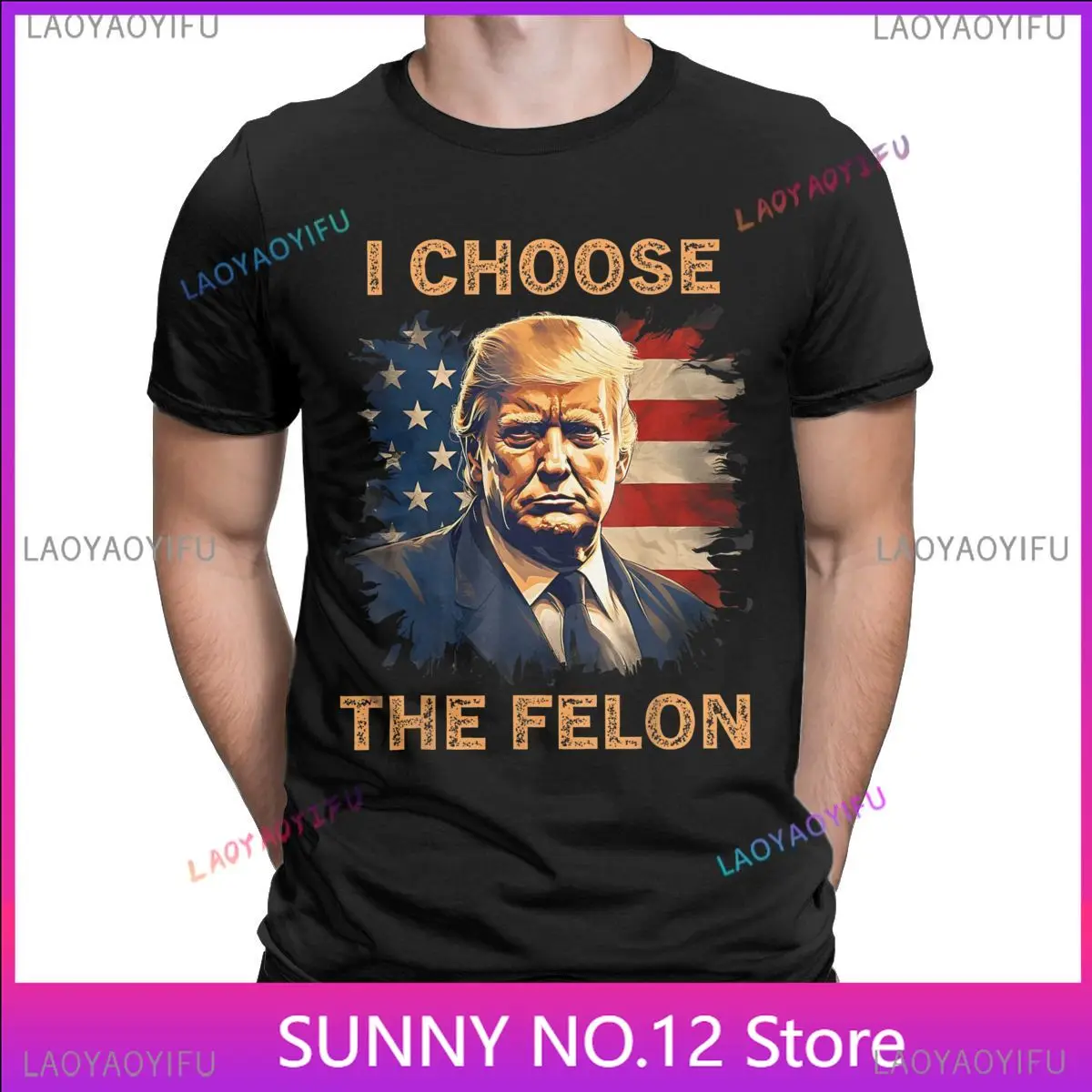 Men Donald Trump I Choose The Felon T Shirt 2024 Funny Republican merchandise Short Sleeve Round Collar Popular Customized Tee