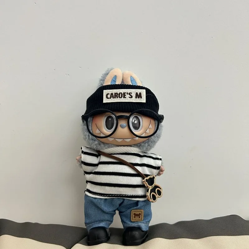 Ubranka dla Labubu, w paski, modne, odpowiednie dla Labubu o wysokości 17 cm, pierwszej, drugiej i trzeciej generacji, ubrania do przebierania z blind boxu.