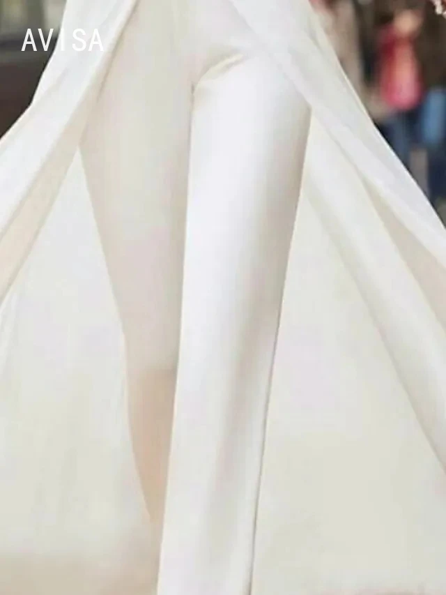 Vestido de novia elegante con apliques de tul Para Mujer, traje de boda de manga larga con cuello redondo, 2024