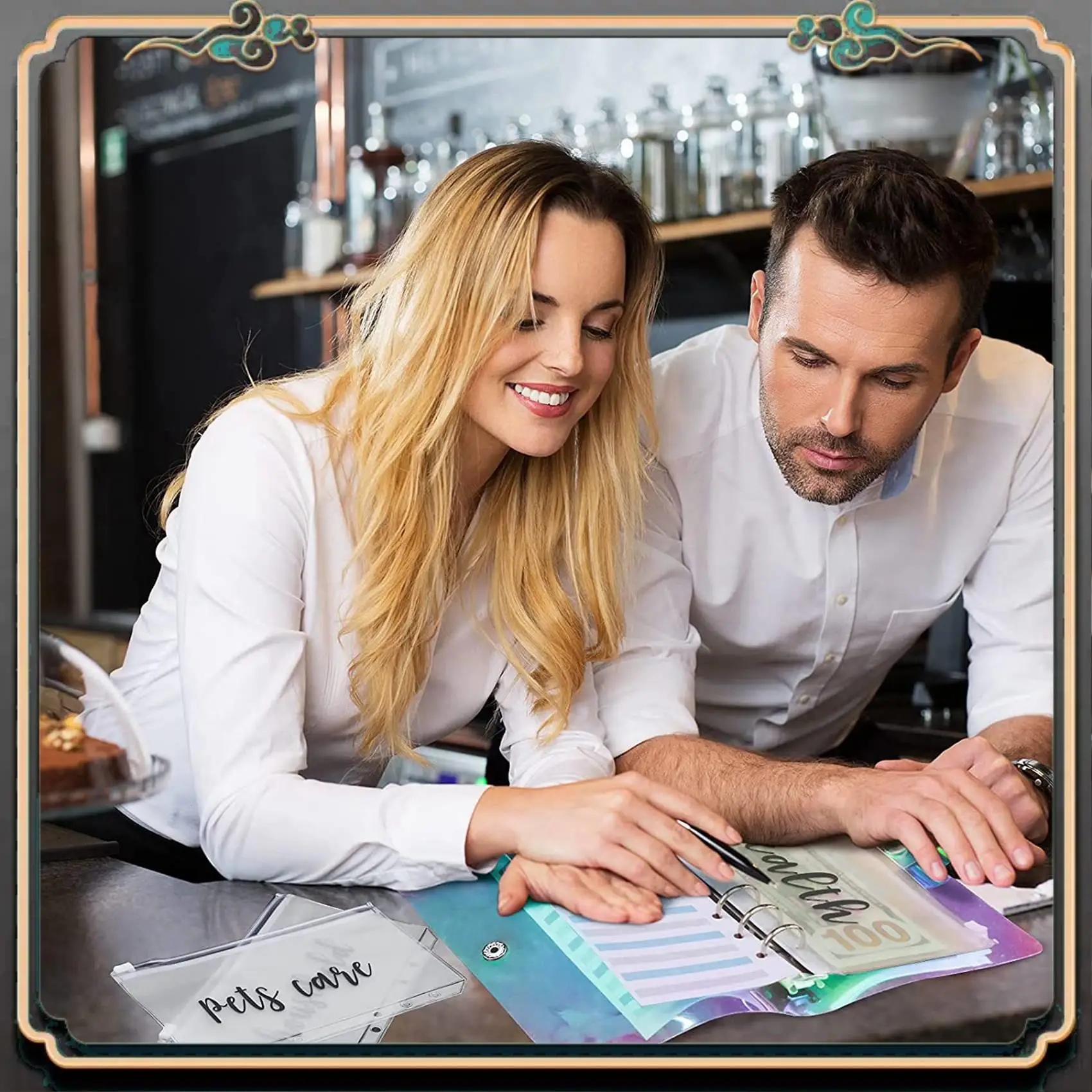 Reliable-2X A6 Binder Pocket With Notebook Cover,PVC Binder Cover,Waterproof 6-Ring Binder,Notebook, Multicolor