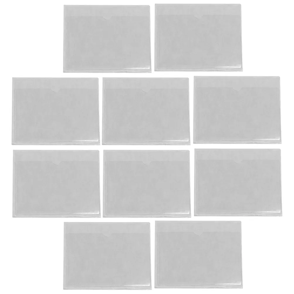 20Pcs Self-Adhesive Index Card Pockets Transparent Label Holders Clear Plastic Sleeves for Business Cards Photos Office